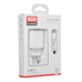 Мережевий зарядний пристрій XO CE02C на 2USB 2.1A Білий + Кабель Lightning