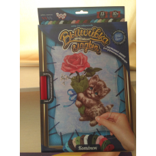 Вишивка ГЛАД“Ю Кошеня на розтяжці з рамкою, Данко Тойс