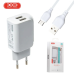 Мережевий зарядний пристрій з кабелем USB - MicroUSB XO L35D 2USB/2.1A Білий