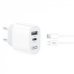 Мережевий зарядний пристрій XO L97 PD роз“єм Type-C і USB/2.4A, з кабелем Type-C - Lightning Білий