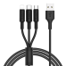 USB Кабель HOCO X25 3in1 USB - Lightning + MicroUSB + Type-C для телефону, ноутбука, пк 1М Чорний