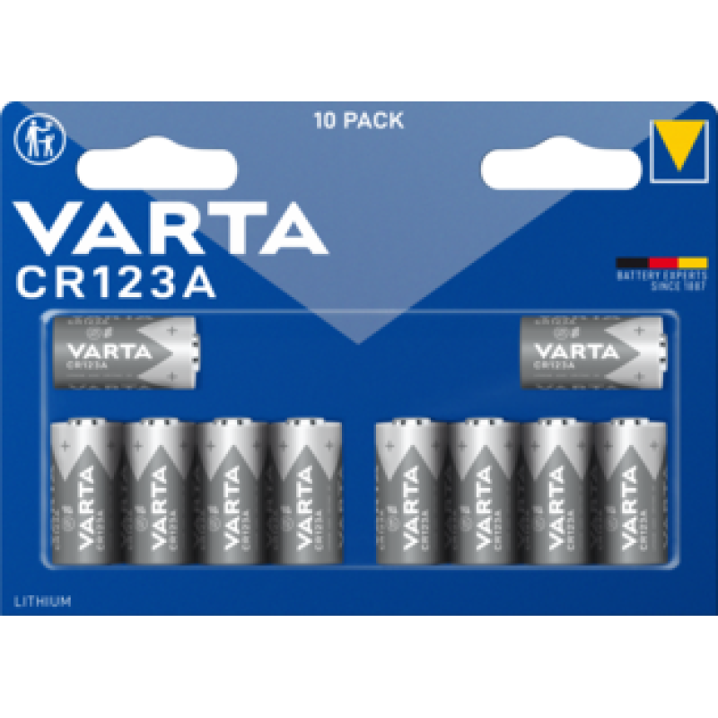 Батарейка Varta CR123А Lithium, 3.0 V, 10 шт.