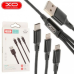 Кабель USB  універсальний 3в1 XO NB173 USB - Lightning + MicroUSB + Type-C 1.2М Чорний