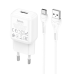 СЗУ зарядний пристрій HOCO C96A 1USB/2.1A з кабелем для заряджання USB - Type-C Білий