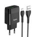 СЗУ зарядний пристрій HOCO C72Q QC3.0 1USB/2A з кабелем для заряджання USB - MicroUSB Чорний