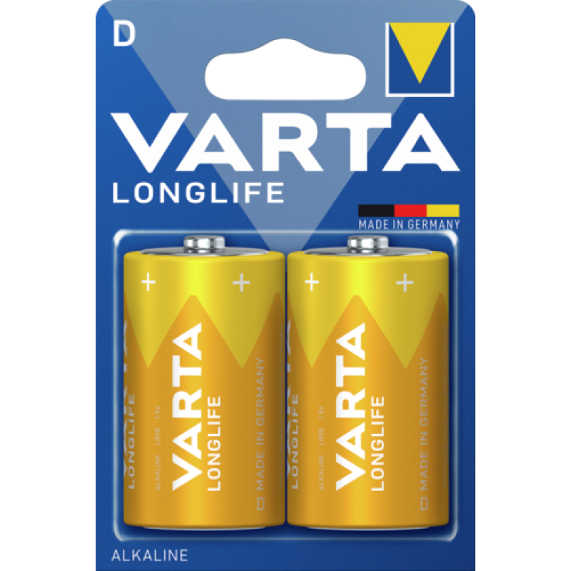 Батарейка Varta Longlife Alkaline LR20 (D), лужна, 2 шт.