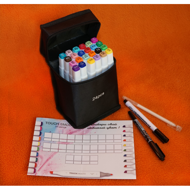 Набір маркерів 24 шт Touch Smooth для малювання і скетчінга на спиртовій основі + ПОДАРУНОК
