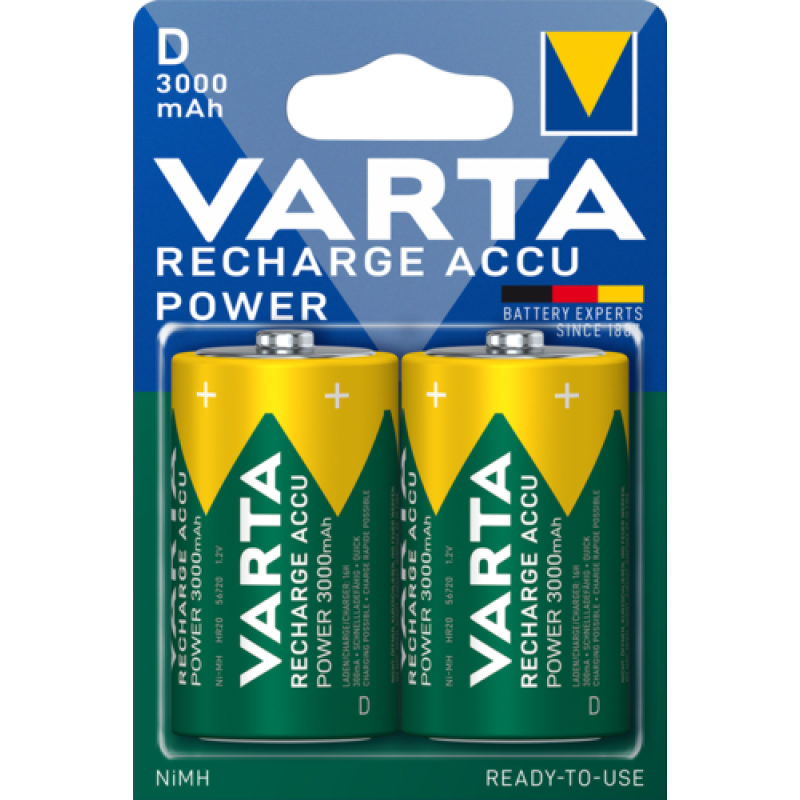 Акумулятор Varta D (R20), 3000 mAh Ni-MH, 2 шт.