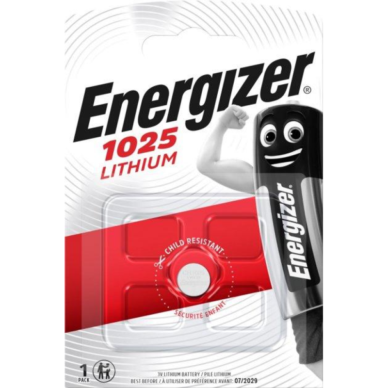 Батарейка Energizer CR1025 Lithium, 3.0 V, 1 шт.