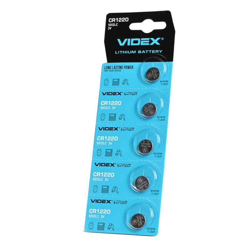 Батарейка Videx CR1220 Lithium, 3.0 V, 5 шт.