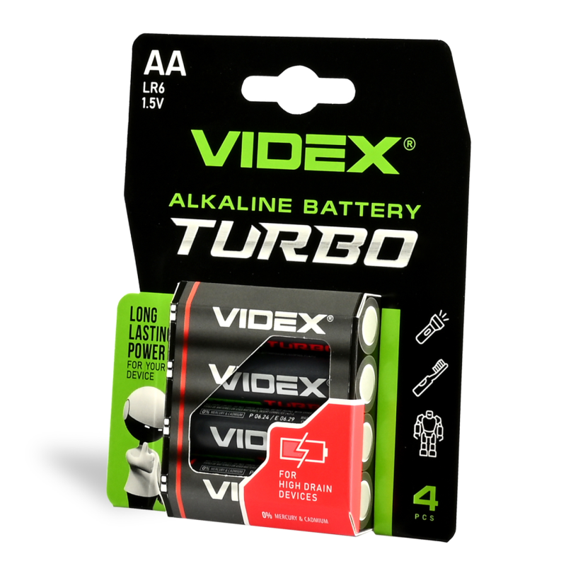 Батарейка Videx Turbo Alkaline LR6 (АА), лужна, 1 шт.