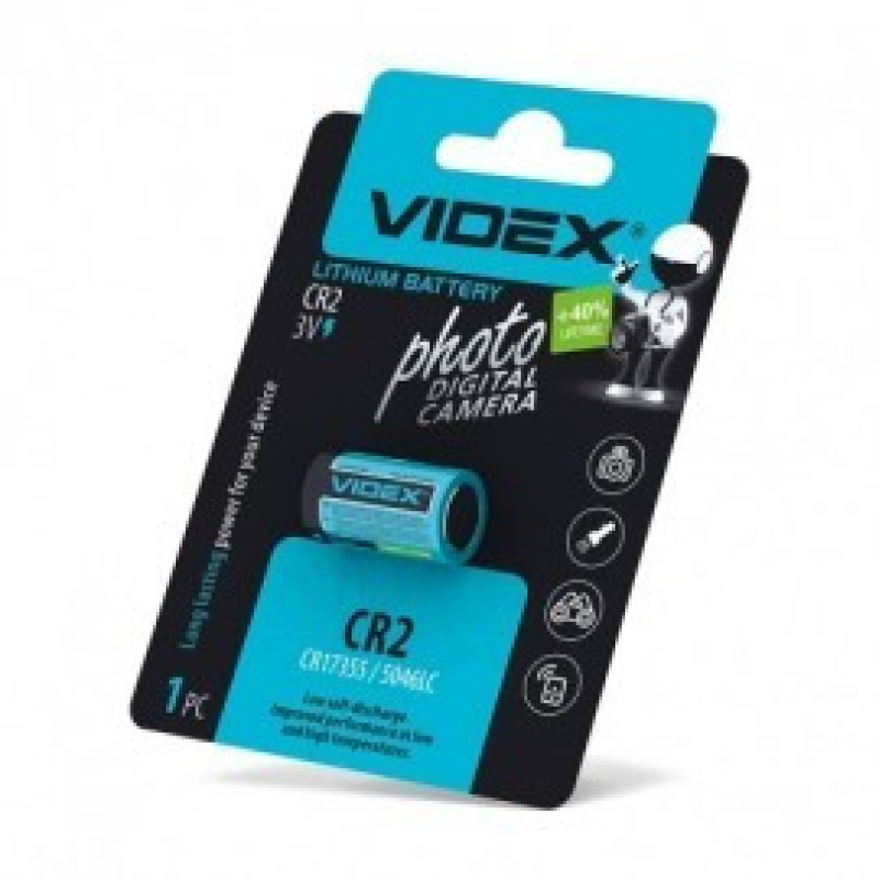 Батарейка Videx CR2 Lithium, 3.0 V, 1 шт.