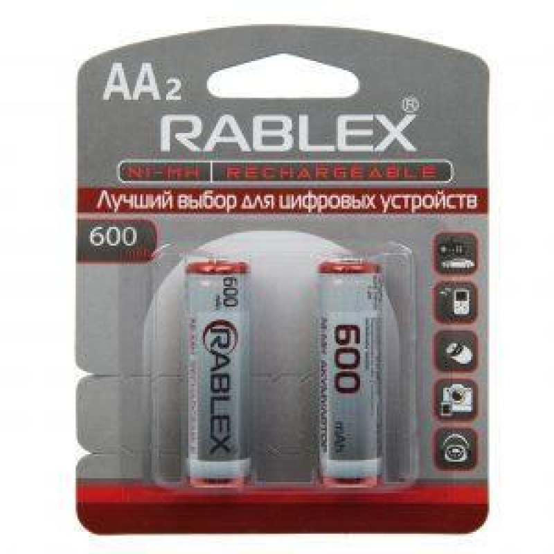 Аккумулятор RABLEX R6 (АА), 600mAh Ni-MH, 2шт