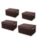 Комплект ящиків 4 шт для зберігання речей у шафі 4 шт із кришкою та ручками, тканинний, коричневий