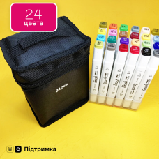 Маркери для дизайнерів TOUCH Multicolor 24 шт, Набір двосторонніх маркерів для скетчинга на спиртовій основі