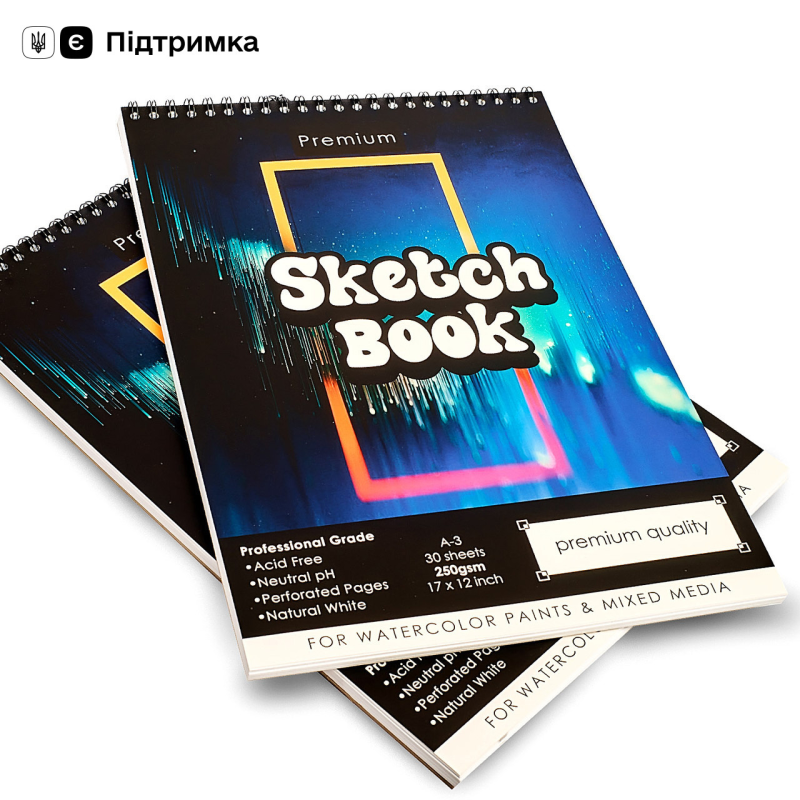 Відео огляд! Папір А3 250 гм2 для скетчингу та малювання, альбом для малювання на 30 аркушів