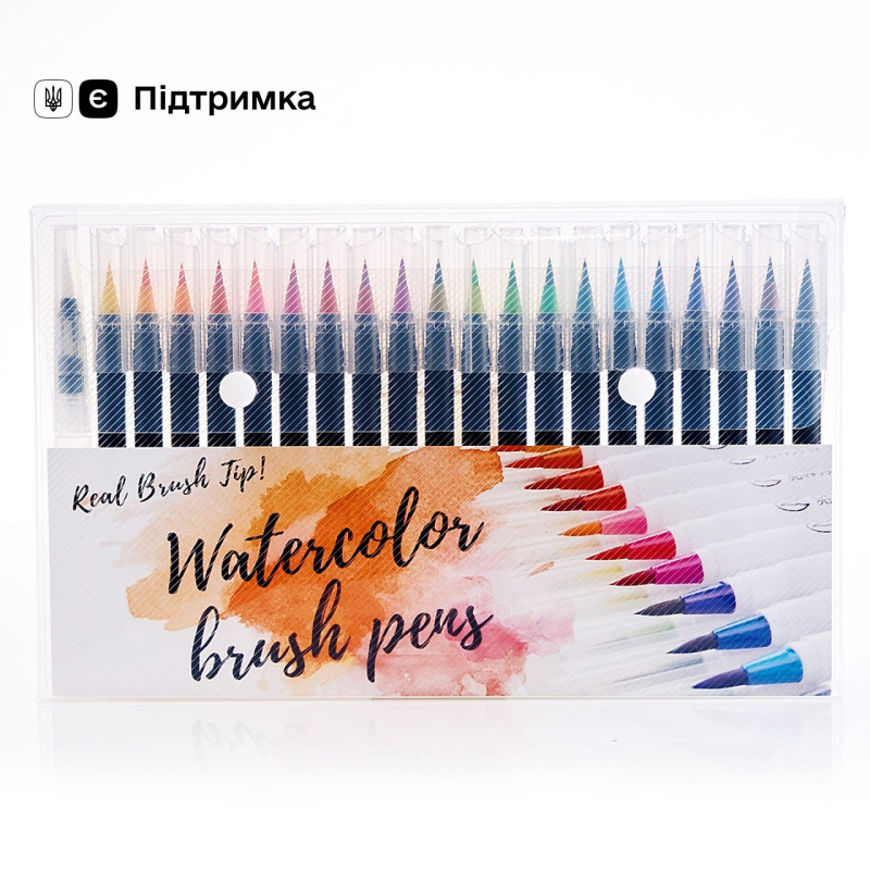 Набір двосторонніх акварельних маркерів 20 кольорів для малювання, художні маркери на водній основі