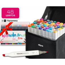 Набір скетч маркерів Touch Smooth на спиртовій основі 48 штук + 20 шт художніх маркери на водній основі