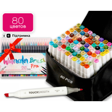 Набір двосторонніх маркерів Touch Smooth на спиртовій основі 80 шт + 20 шт маркерів для скетчинга з пензликом