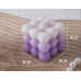 Свічка “Кубик бульбашок“ ручної роботи в фіолетовому кольорі