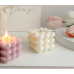 Свічка ароматична “Кубик сердець“ ручної роботи у білому кольорі