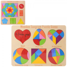 Дерев“яна іграшка Геометрика Головоломка MD 2163 фігури, цифри