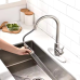 Змішувач для кухні латунний з гнучким висувним шлангом з нержавіючої сталі з матовим нікелевим покриттям