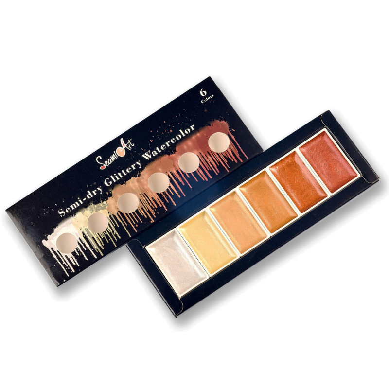 Набір фарб для малювання Seami Art Фарби акварельні з перламутром Жовті відтінки
