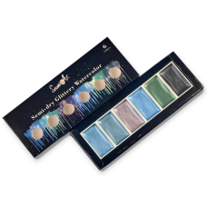 Набір фарб для малювання Seami Art Фарби акварельні з перламутром Сині відтінки