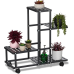 Стелаж для рослин металевий пересувний на 4 яруси колір чорний