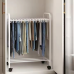 Вішалка для одягу штанів і спідниць на 22 пари підлогова, на колесах пересувна з полицею для взуття біла