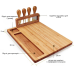 Дошка для сиру і закусок з ножами і соусником, бамбукова, сервірувальна менажниця дерев“яна розмір 36×29×2 см